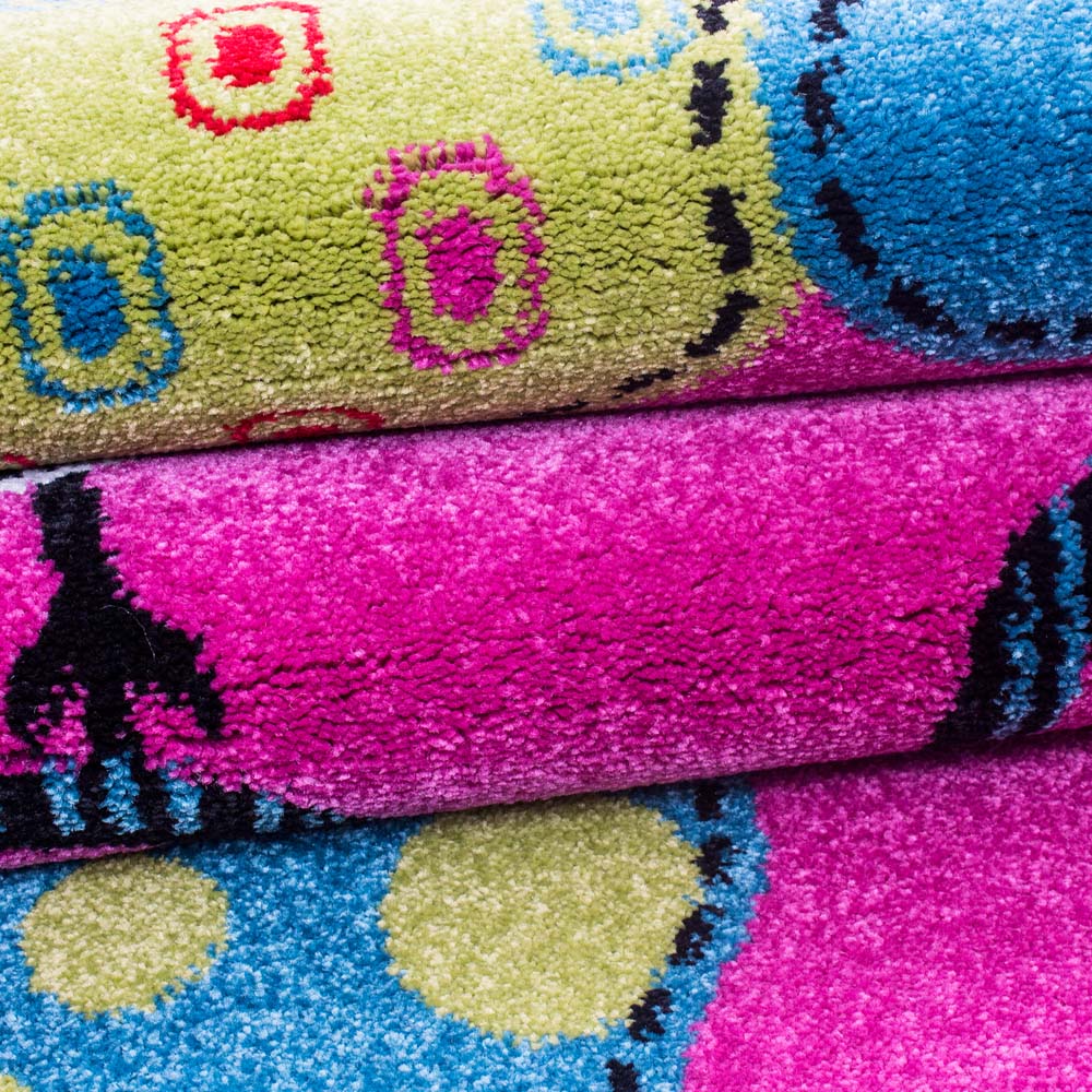 Dywan dziecięcy z sową - Kids liliowy - close up materiaal Dywan dziecięcy z sową - Kids liliowy - close up materiaal