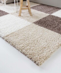 Dywan w kratkę - Shaggy Trend mocha - close up hoek