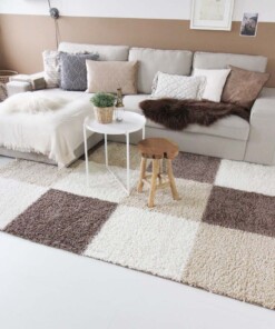 Dywan w kratkę - Shaggy Trend mocha - sfeer