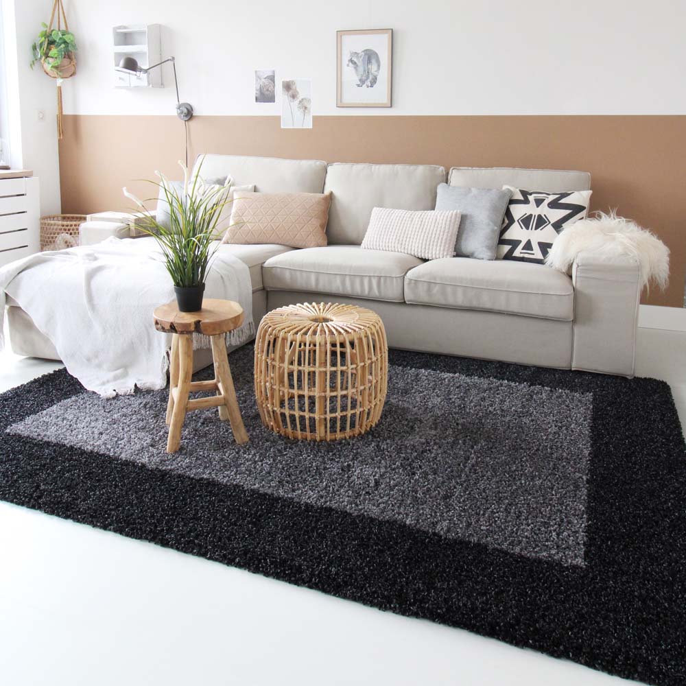 Dywan z długim włosiem - Trend Frame antracytowy - sfeer Dywan z długim włosiem - Trend Frame antracytowy - sfeer