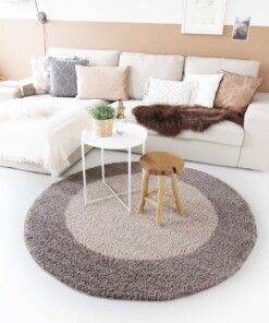Dywan okrągły z długim włosiem - Trend Frame taupe - sfeer, thumbnail