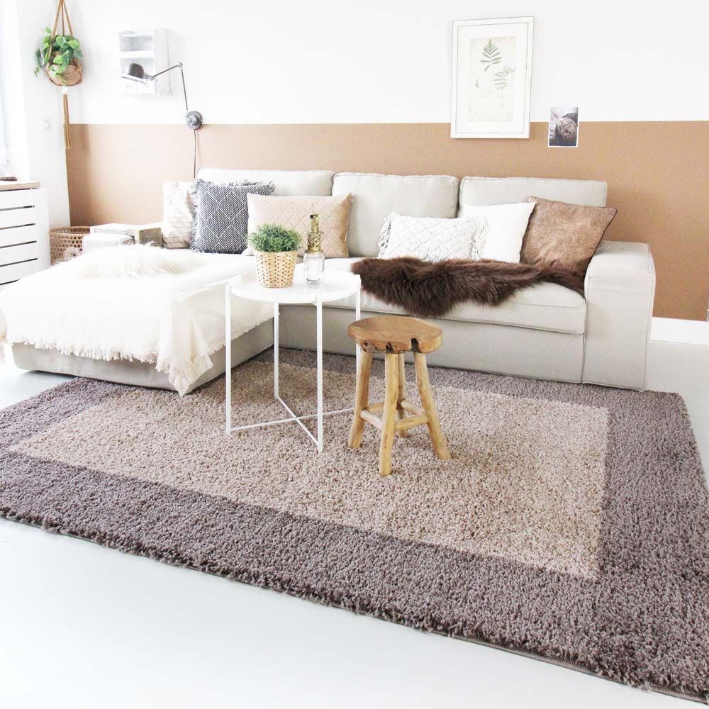 Dywan z długim włosiem - Trend Frame taupe - sfeer Dywan z długim włosiem - Trend Frame taupe - sfeer