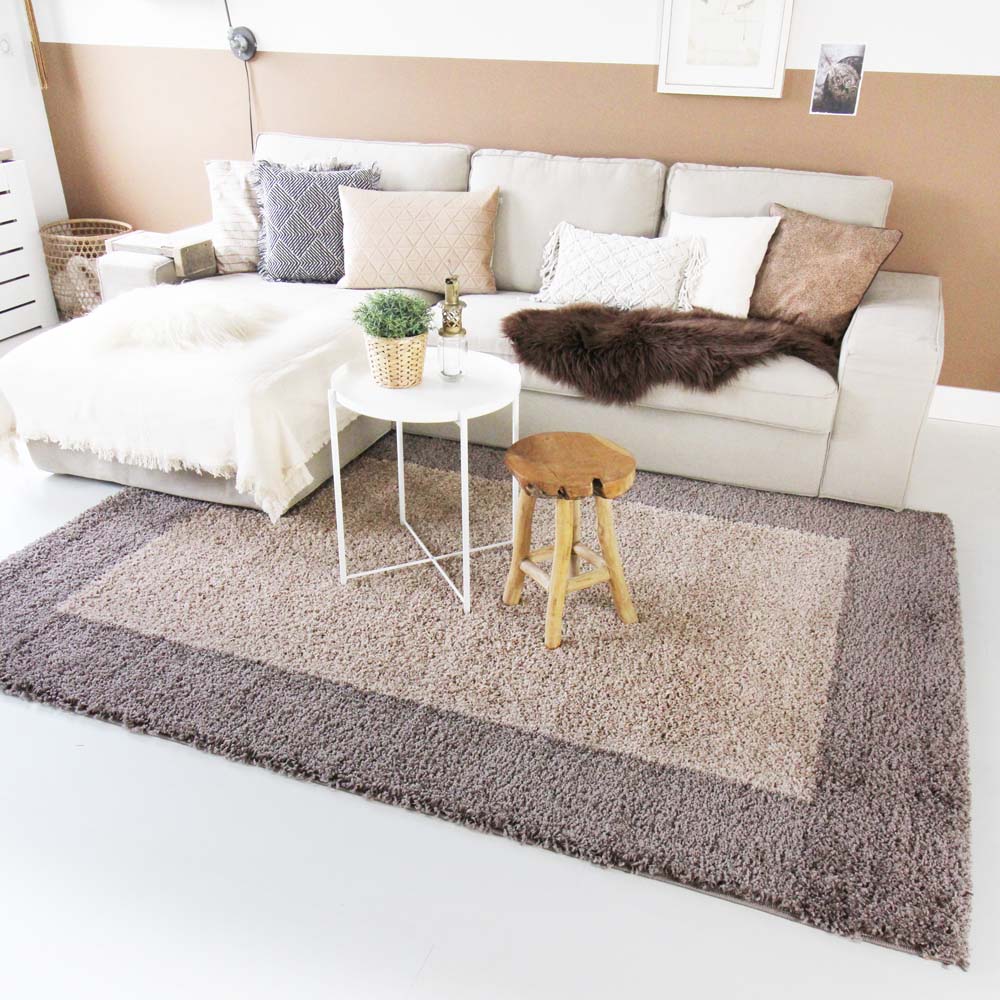 Dywan z długim włosiem - Trend Frame taupe - sfeer Dywan z długim włosiem - Trend Frame taupe - sfeer