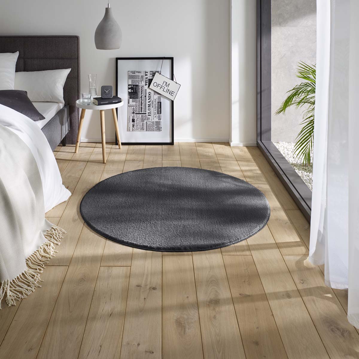 Dywan miękki okrągły - Loft antracytowy (można prać w 30°C) - sfeer Dywan miękki okrągły - Loft antracytowy (można prać w 30°C) - sfeer