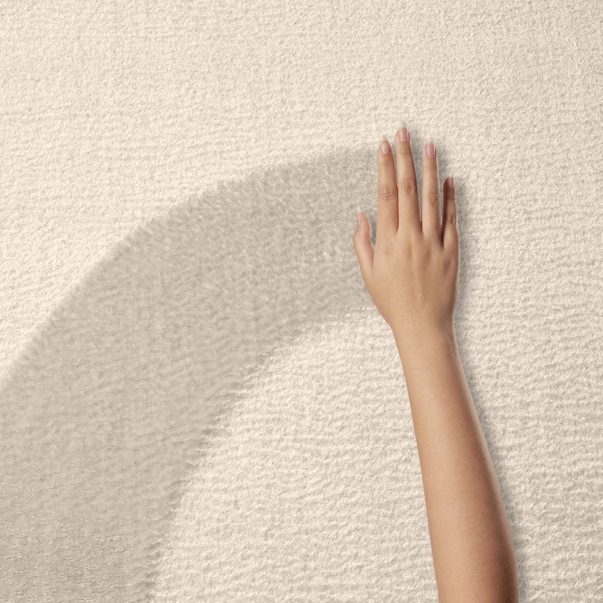 Dywan miękki okrągły - Loft kremowy (można prać w 30°C) - close up materiaal Dywan miękki okrągły - Loft kremowy (można prać w 30°C) - close up materiaal