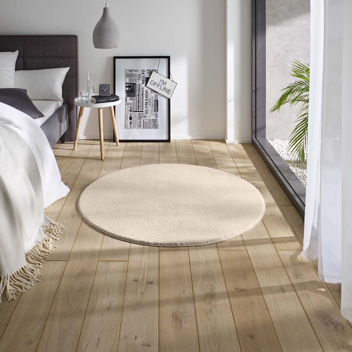 Dywan miękki okrągły - Loft kremowy (można prać w 30°C) - sfeer Dywan miękki okrągły - Loft kremowy (można prać w 30°C) - sfeer
