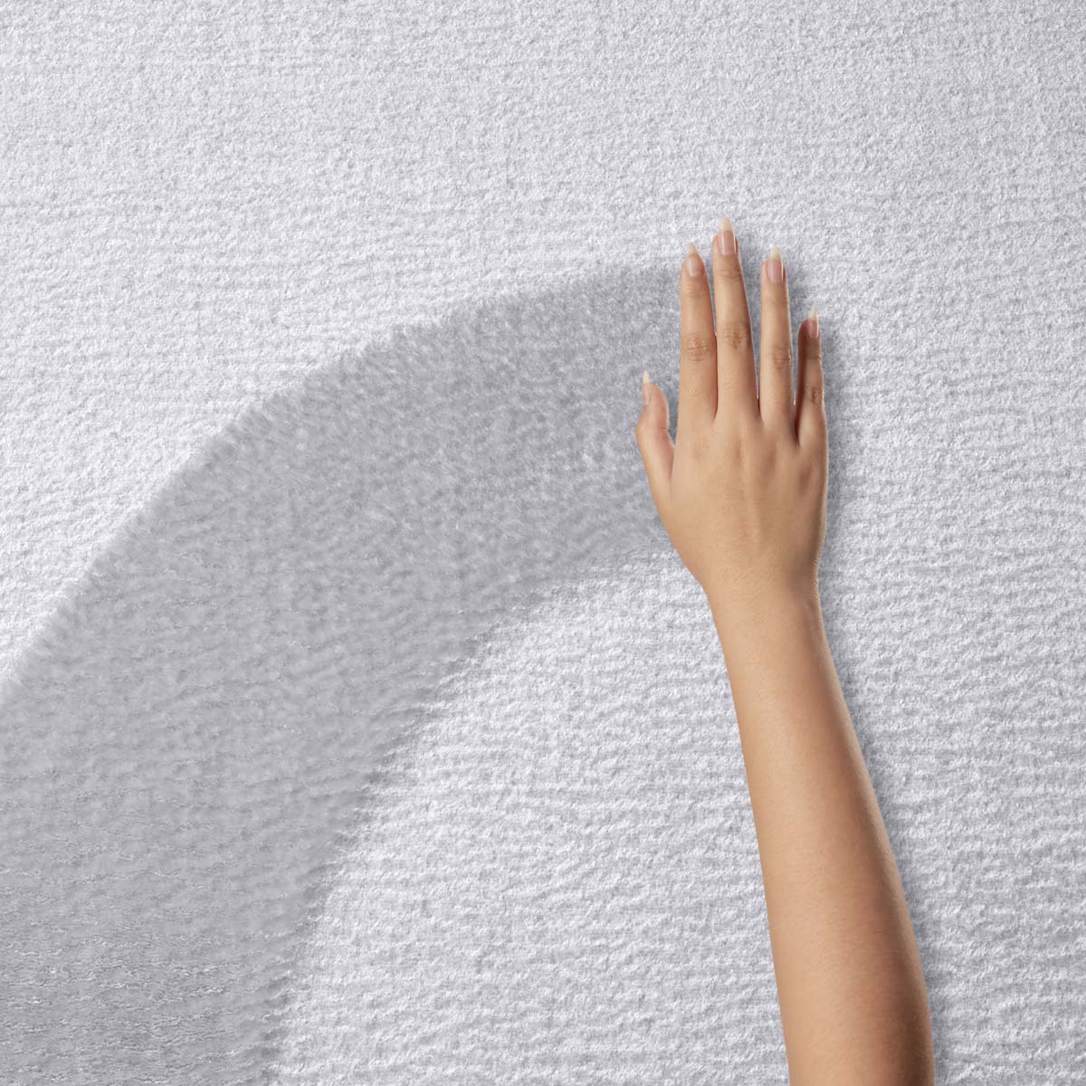 Dywan miękki okrągły - Loft szary (można prać w 30°C) - close up materiaal Dywan miękki okrągły - Loft szary (można prać w 30°C) - close up materiaal