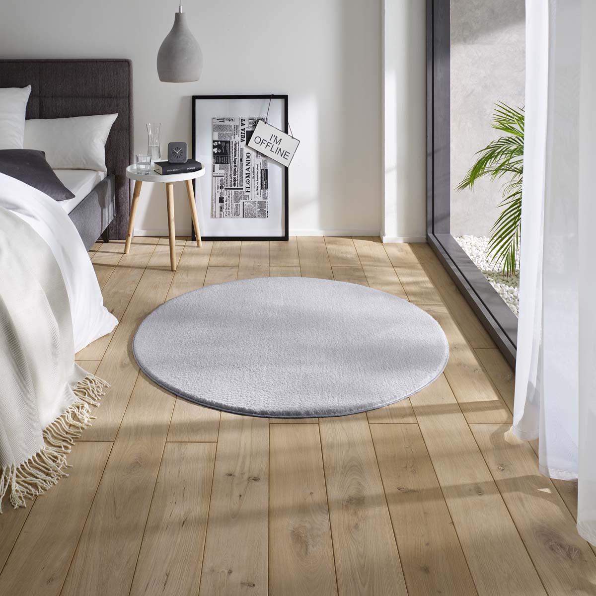 Dywan miękki okrągły - Loft szary (można prać w 30°C) - sfeer Dywan miękki okrągły - Loft szary (można prać w 30°C) - sfeer