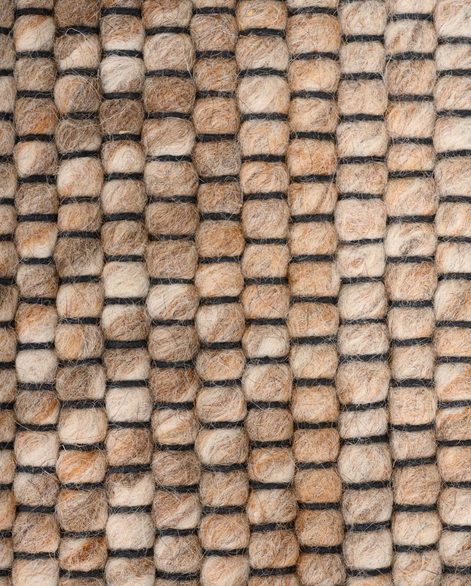 Dywan okrągły wełniany - Lett beżowy - close up materiaal Dywan okrągły wełniany - Lett beżowy - close up materiaal