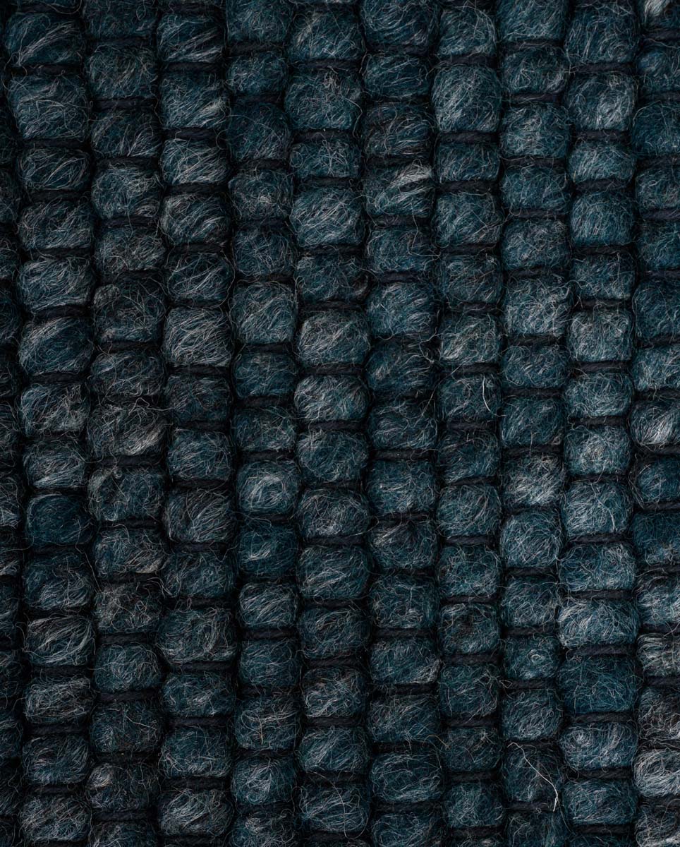 Dywan okrągły wełniany - Lett petrolowy - close up materiaal Dywan okrągły wełniany - Lett petrolowy - close up materiaal
