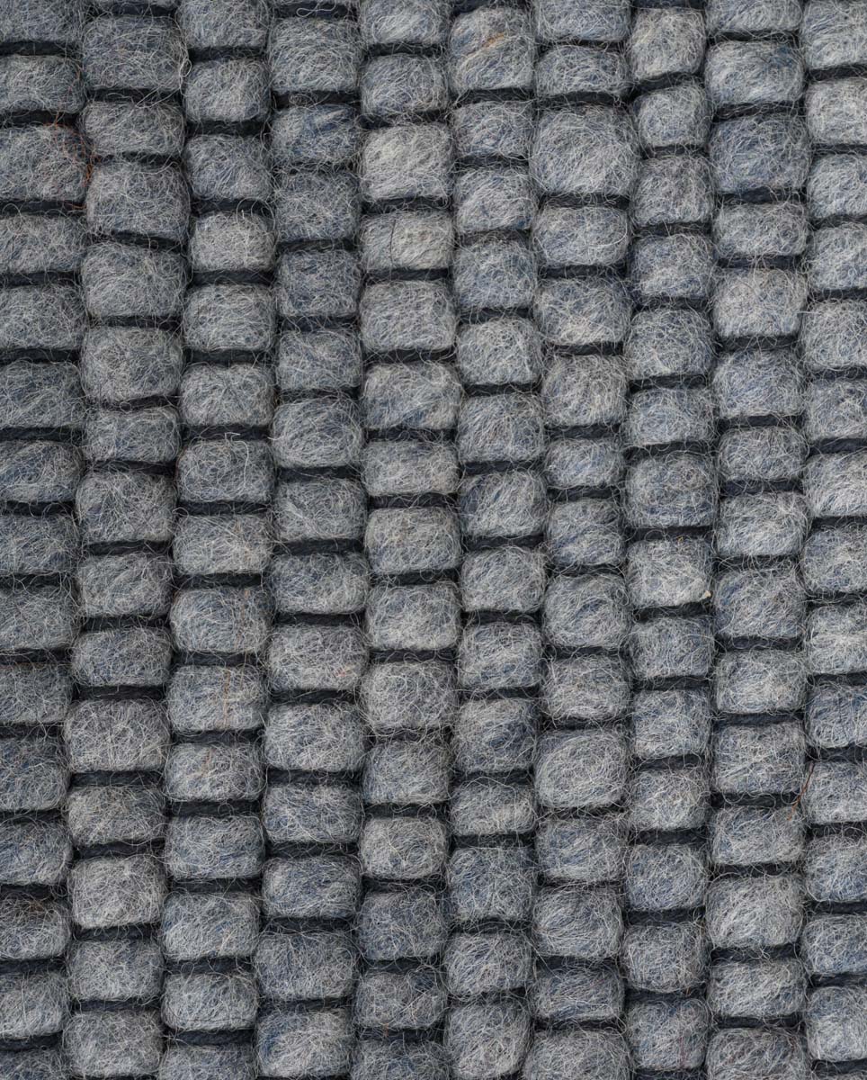 Dywan okrągły wełniany - Lett stalowy niebieski - close up materiaal Dywan okrągły wełniany - Lett stalowy niebieski - close up materiaal