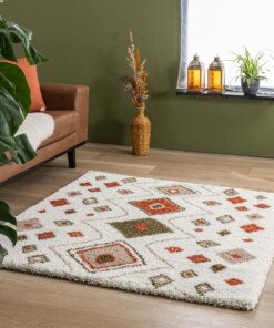 Dywan kwadratowy boho - Artisan biały/wielowymiarowy - sfeer Dywan kwadratowy boho - Artisan biały/wielowymiarowy - sfeer