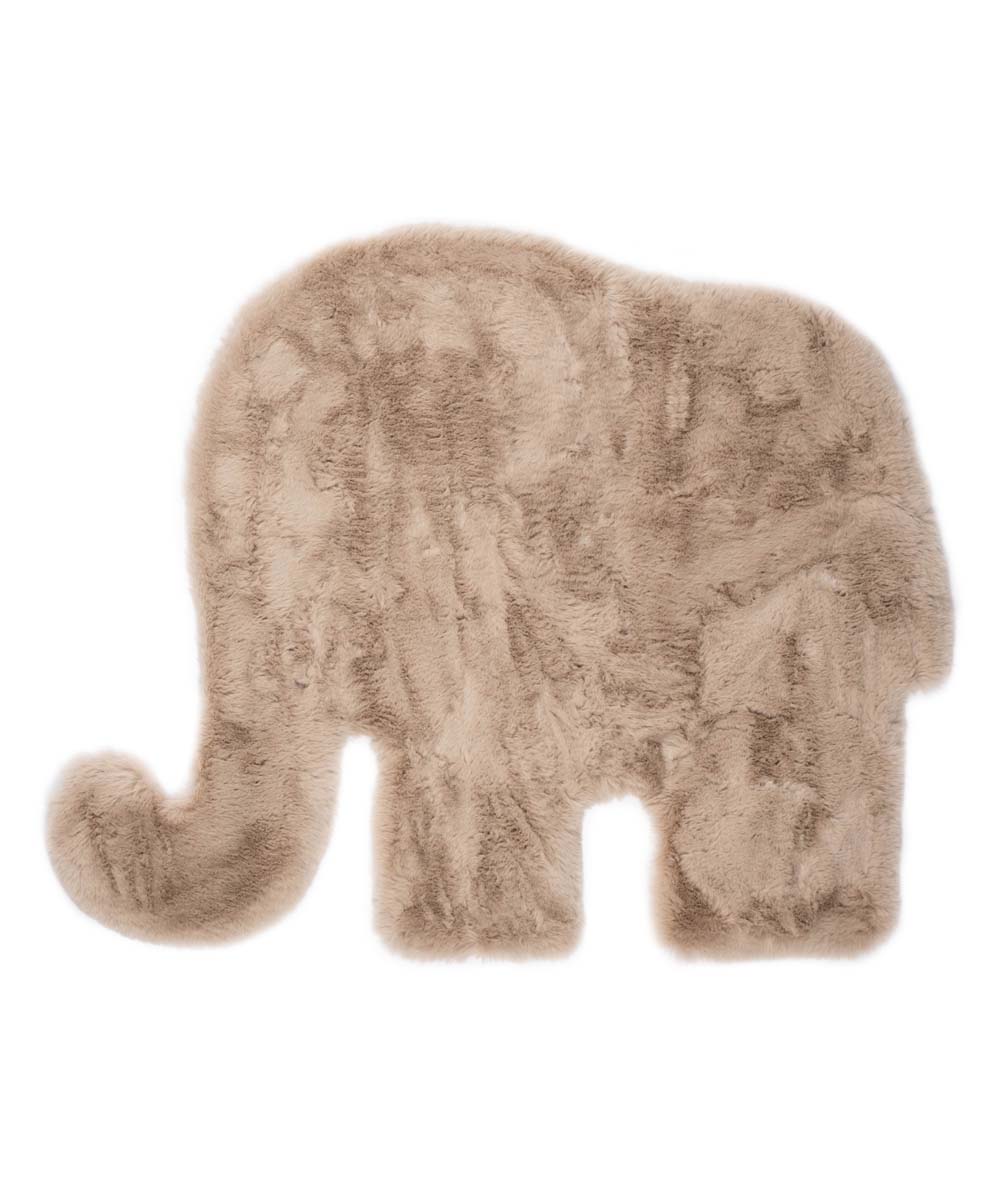Dywan dziecięcy ze słoniem - Fluffy taupe - overzicht boven Dywan dziecięcy ze słoniem - Fluffy taupe - overzicht boven