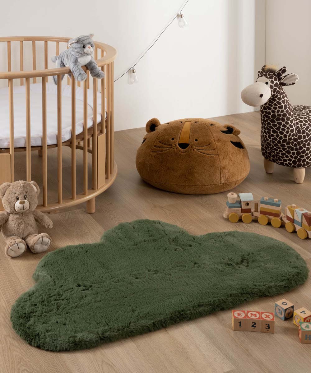 Dywan dziecięcy w chmurki - Fluffy oliwkowy - sfeer Dywan dziecięcy w chmurki - Fluffy oliwkowy - sfeer