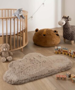Dywan dziecięcy w chmurki - Fluffy taupe - sfeer