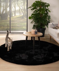 Dywan okrągły z długim włosiem - Comfy plus czarny - sfeer Dywan okrągły z długim włosiem - Comfy plus czarny - sfeer