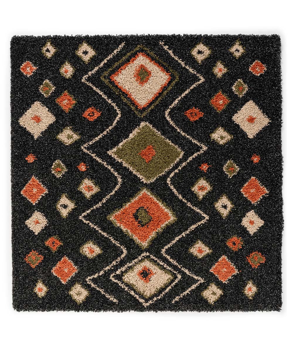 Dywan kwadratowy boho - Artisan antracyt/multi - overzicht Dywan kwadratowy boho - Artisan antracyt/multi - overzicht