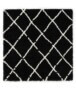 Kwadratowy dywan z długim włosiem w romby Artisan - czarny/biały - overzicht, thumbnail