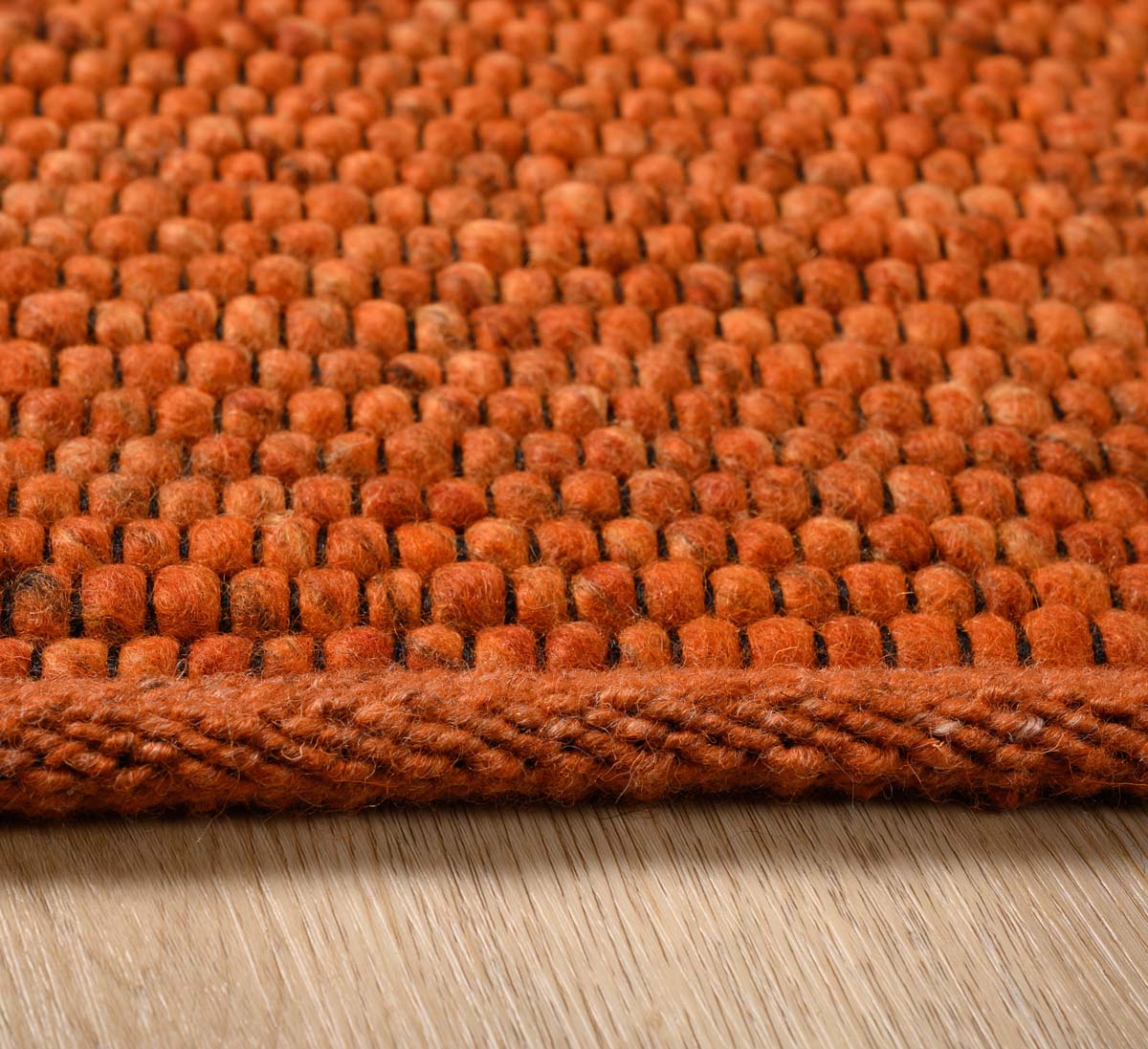 Dywan kwadratowy wełniany - Lett koniak - close up Dywan kwadratowy wełniany - Lett koniak - close up