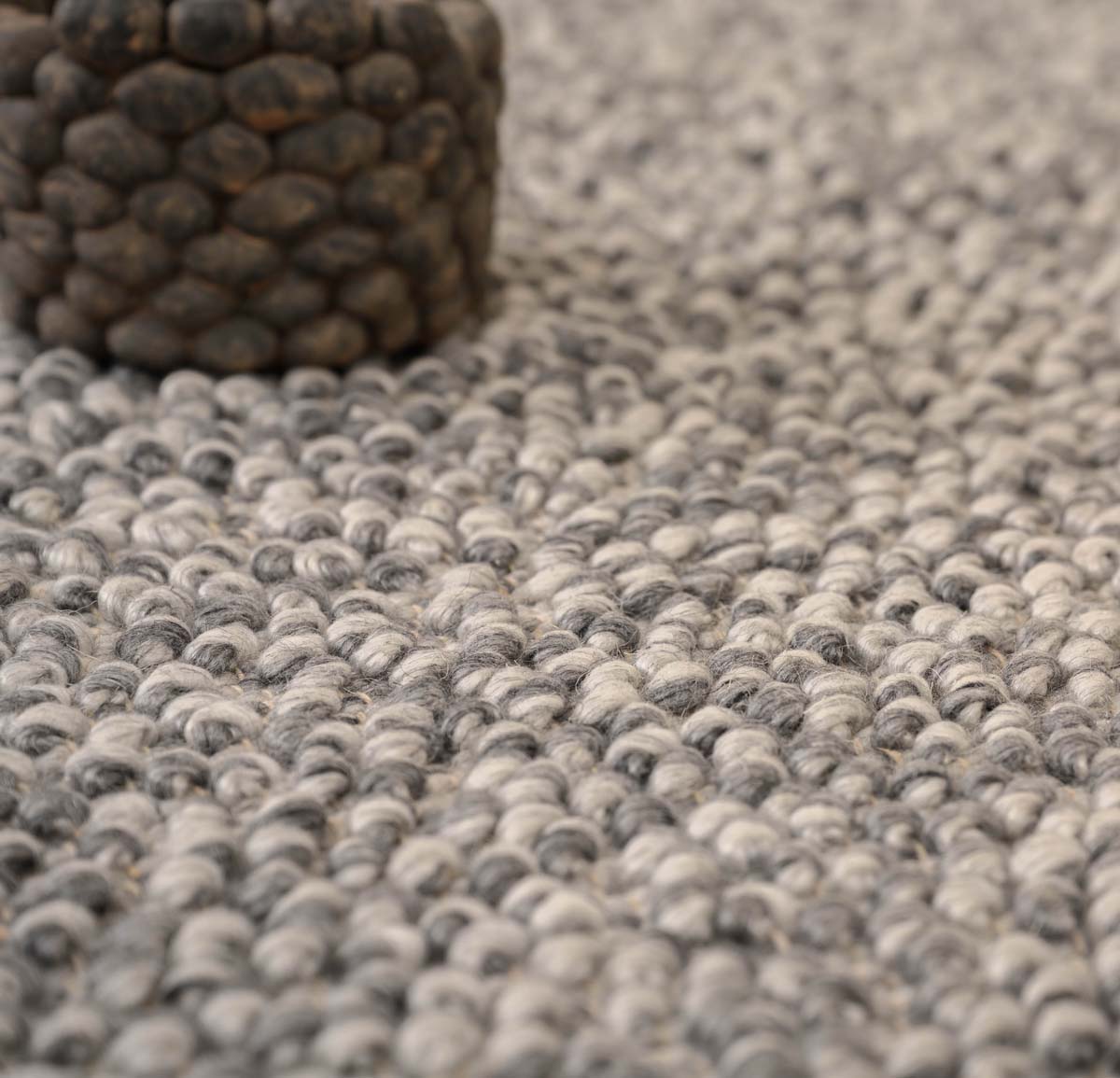 Dywan wełniany - Agder szary - close up materiaal Dywan wełniany - Agder szary - close up materiaal