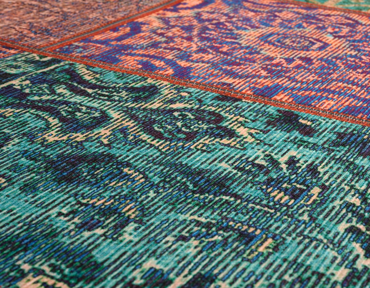 Dywan patchworkowy - Fade No.1 multi - close up materiaal Dywan patchworkowy - Fade No.1 multi - close up materiaal