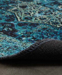 Dywan okrągły vintage - Fade No.2 niebieski - close up vouw, thumbnail