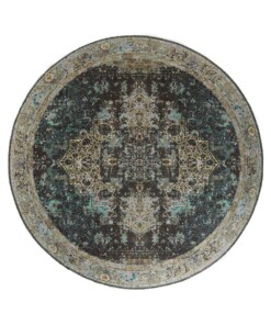 Dywan okrągły vintage - Fade No.2 zielony - overzicht boven