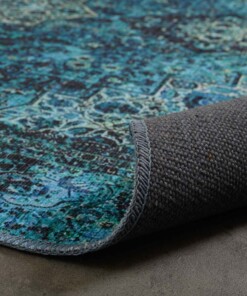 Dywan vintage - Fade No.2 niebieski - close up vouw, thumbnail