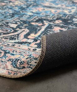 Dywan vintage - Fade No.3 niebieski/pomarańczowy - close up vouw, thumbnail