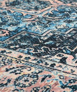 Dywan vintage - Fade No.3 niebieski/pomarańczowy - close up materiaal, thumbnail