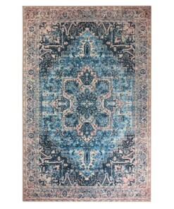 Dywan vintage - Fade No.3 niebieski/pomarańczowy - overzicht boven