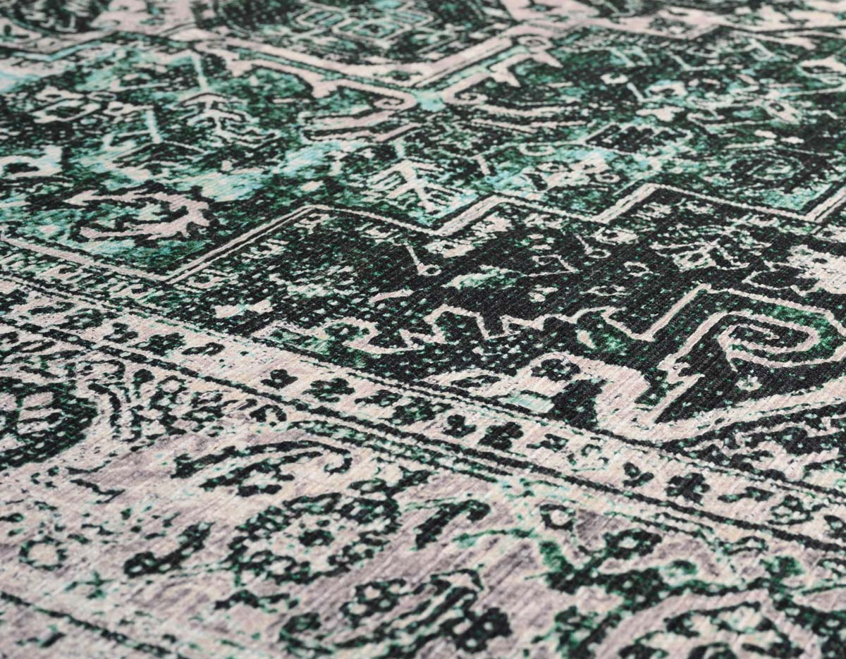 Dywan vintage - Fade No.3 zielony - close up materiaal Dywan vintage - Fade No.3 zielony - close up materiaal