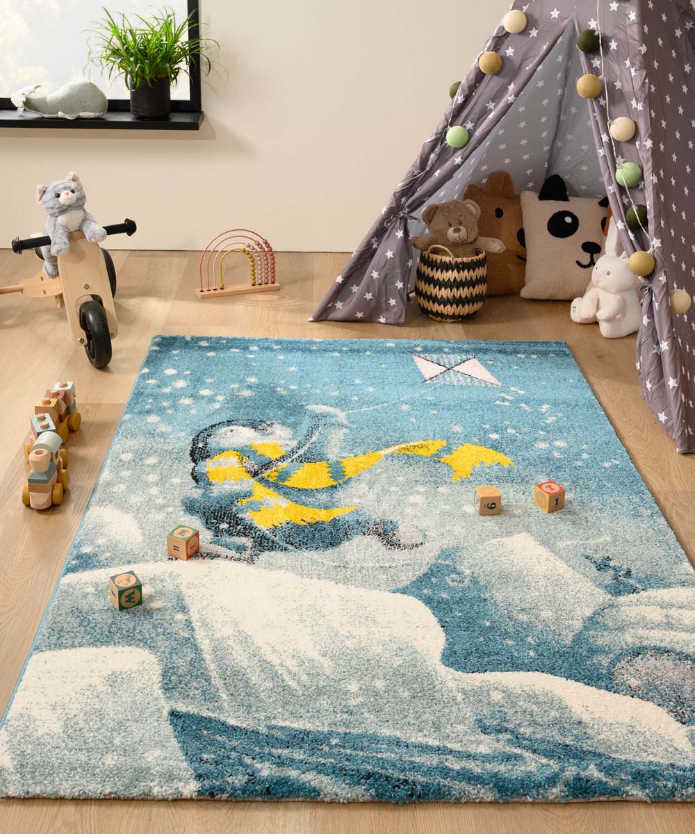 Dywan dziecięcy z pingwinem - Dreams penguin niebieski Dywan dziecięcy z pingwinem - Dreams penguin niebieski