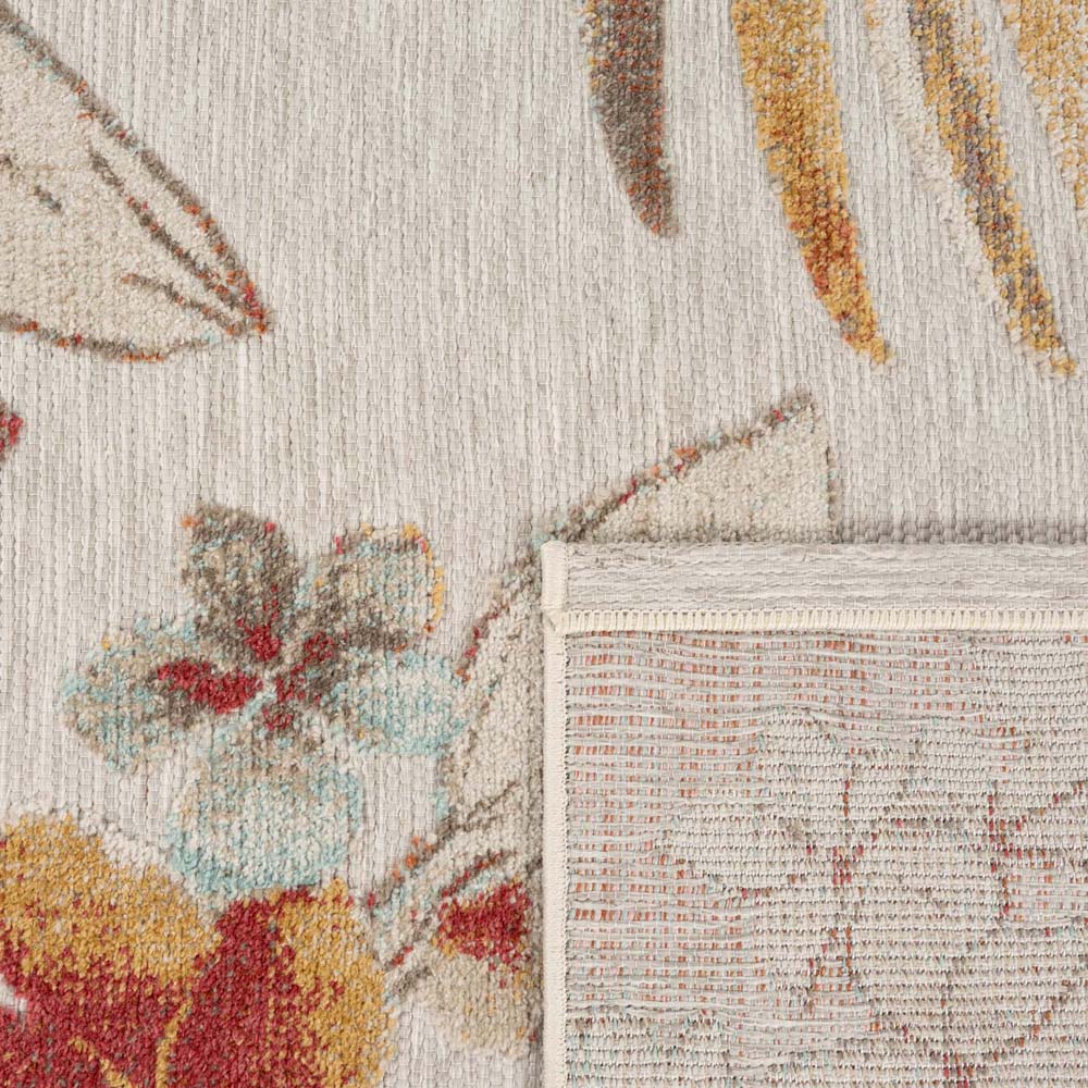 Dywan zewnętrzny w kwiaty - Lilly szary - close up Dywan zewnętrzny w kwiaty - Lilly szary - close up