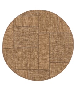 Dywan zewnętrzny okrągły w kratkę - Twill Patch brązowy - overzicht, thumbnail