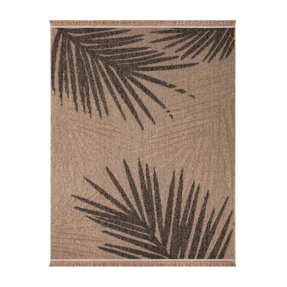 Dywan zewnętrzny jutowy - Palms beżowy/czarny - overzicht Dywan zewnętrzny jutowy - Palms beżowy/czarny - overzicht