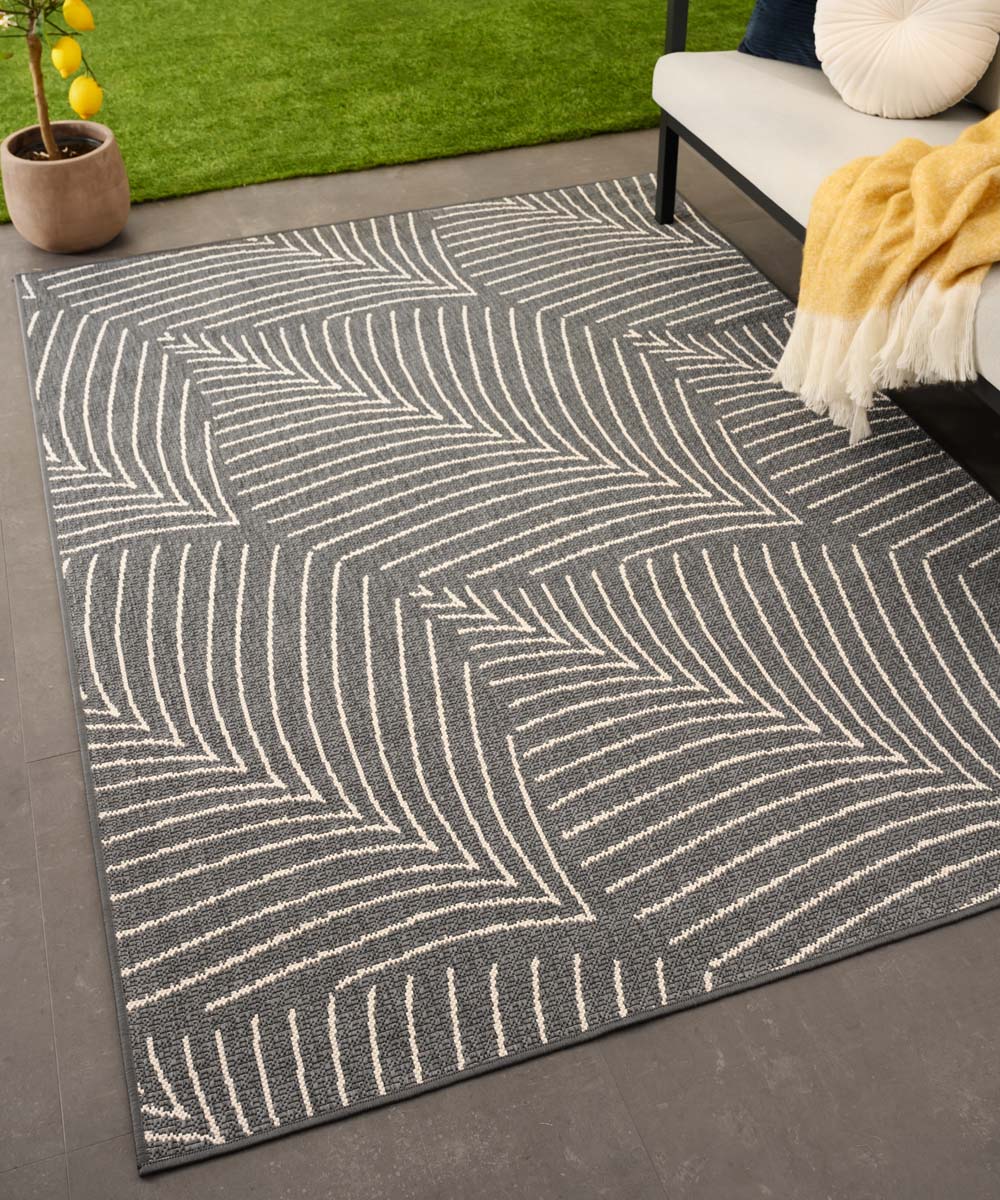 Dywan zewnętrzny w palmy - Flip Leaf szary Dywan zewnętrzny w palmy - Flip Leaf szary