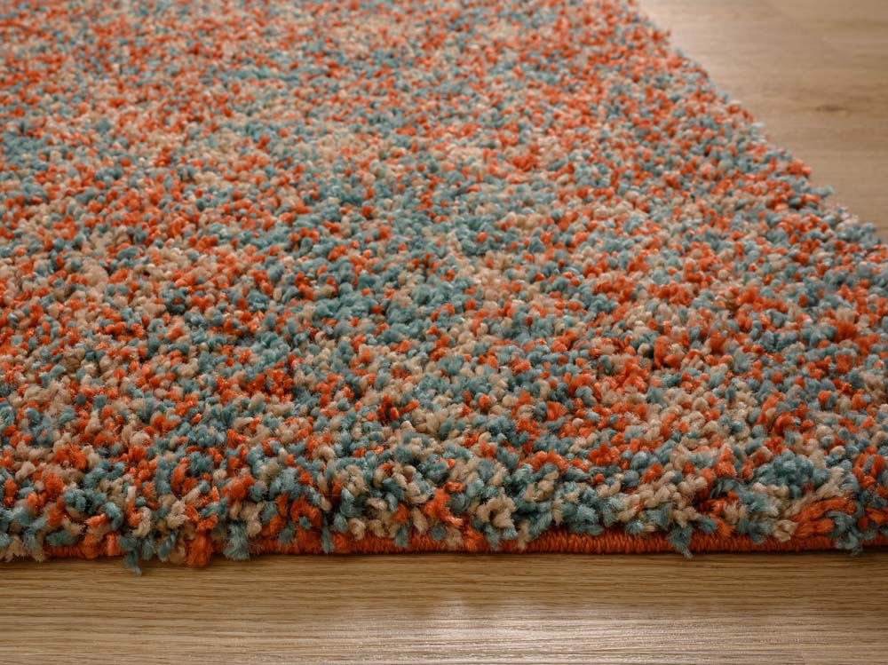 Dywan z długim włosiem - Blend pomarańczowo/niebieski - close up Dywan z długim włosiem - Blend pomarańczowo/niebieski - close up