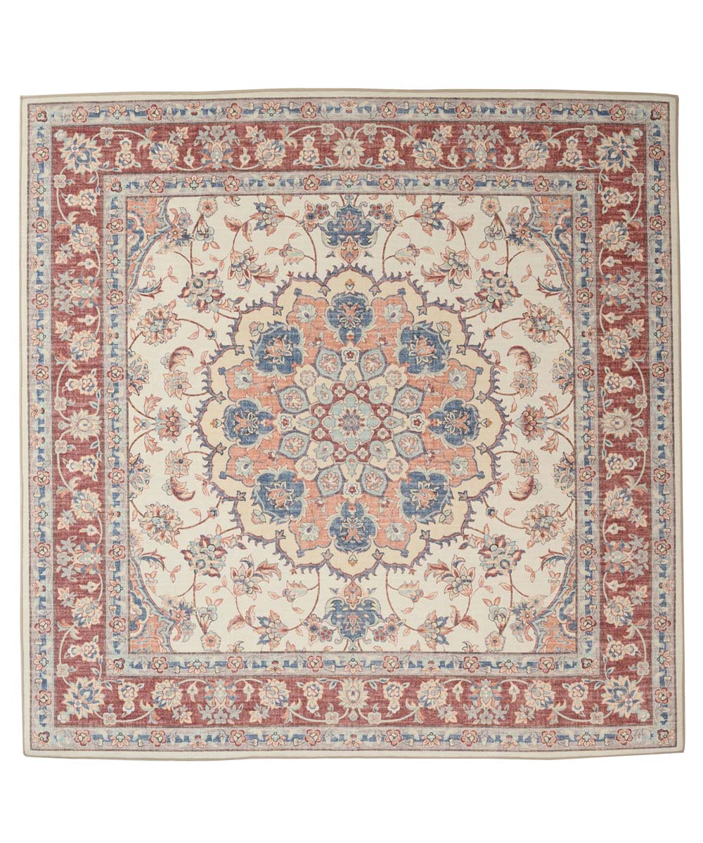 Dywan zewnętrzny kwadratowy vintage - Valenca Nova kremowo/czerwony - overzicht Dywan zewnętrzny kwadratowy vintage - Valenca Nova kremowo/czerwony - overzicht
