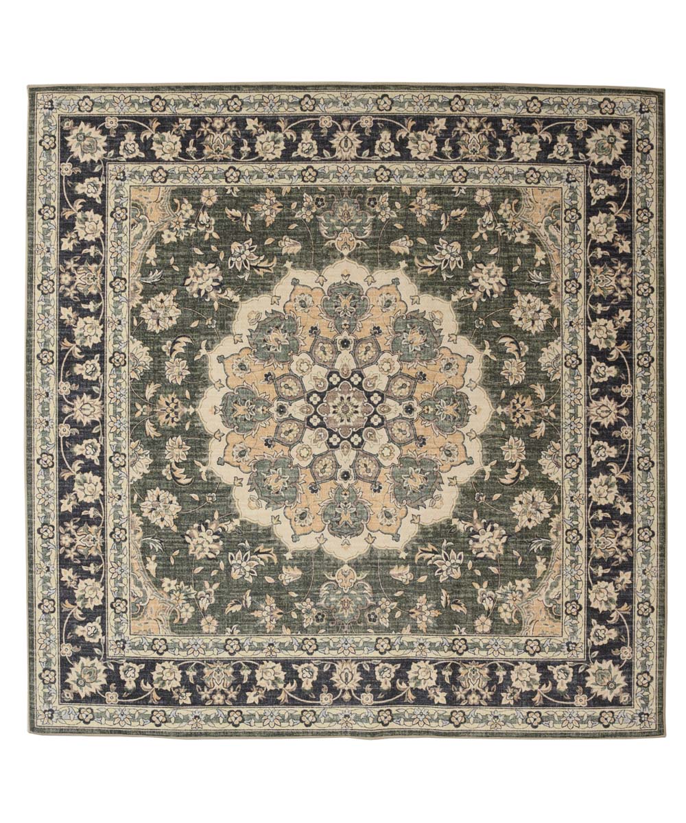 Dywan zewnętrzny kwadratowy vintage - Valenca Nova ciemnozielony - overzicht Dywan zewnętrzny kwadratowy vintage - Valenca Nova ciemnozielony - overzicht