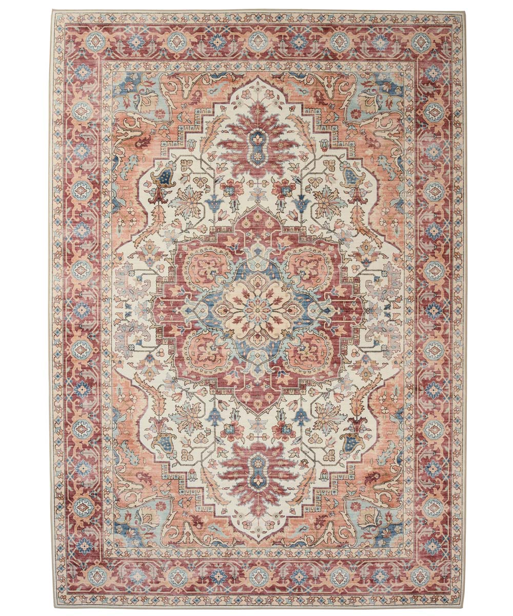 Dywan zewnętrzny vintage - Valenca Fino kremowo/czerwony - overzicht Dywan zewnętrzny vintage - Valenca Fino kremowo/czerwony - overzicht