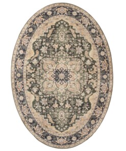 Dywan zewnętrzny owalny vintage - Valenca Fino beż/zieleń - overzicht Dywan zewnętrzny owalny vintage - Valenca Fino beż/zieleń - overzicht