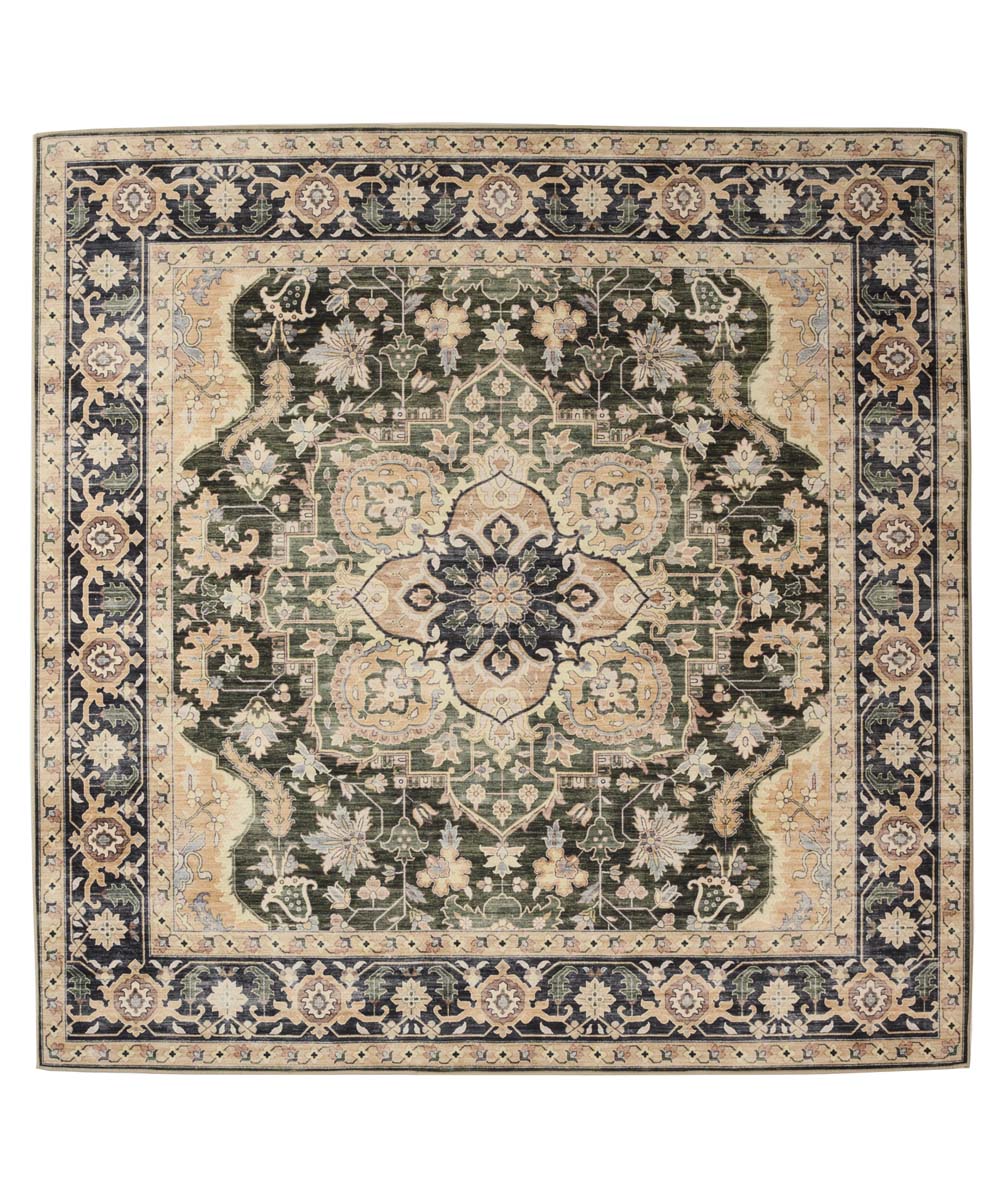 Dywan zewnętrzny kwadratowy vintage - Valenca Fino beż/zieleń - overzicht Dywan zewnętrzny kwadratowy vintage - Valenca Fino beż/zieleń - overzicht