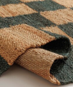 Dywan jutowy - Patch naturalna/zielona - close up, thumbnail Dywan jutowy - Patch naturalna/zielona - close up, thumbnail