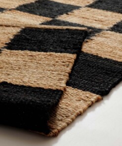 Dywan jutowy - Patch naturalny/czarny - close up, thumbnail Dywan jutowy - Patch naturalny/czarny - close up, thumbnail