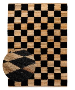 Dywan jutowy - Patch naturalny/czarny - overzicht