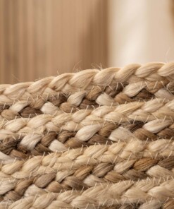 Dywan okrągły jutowy - Braided biały/naturalny