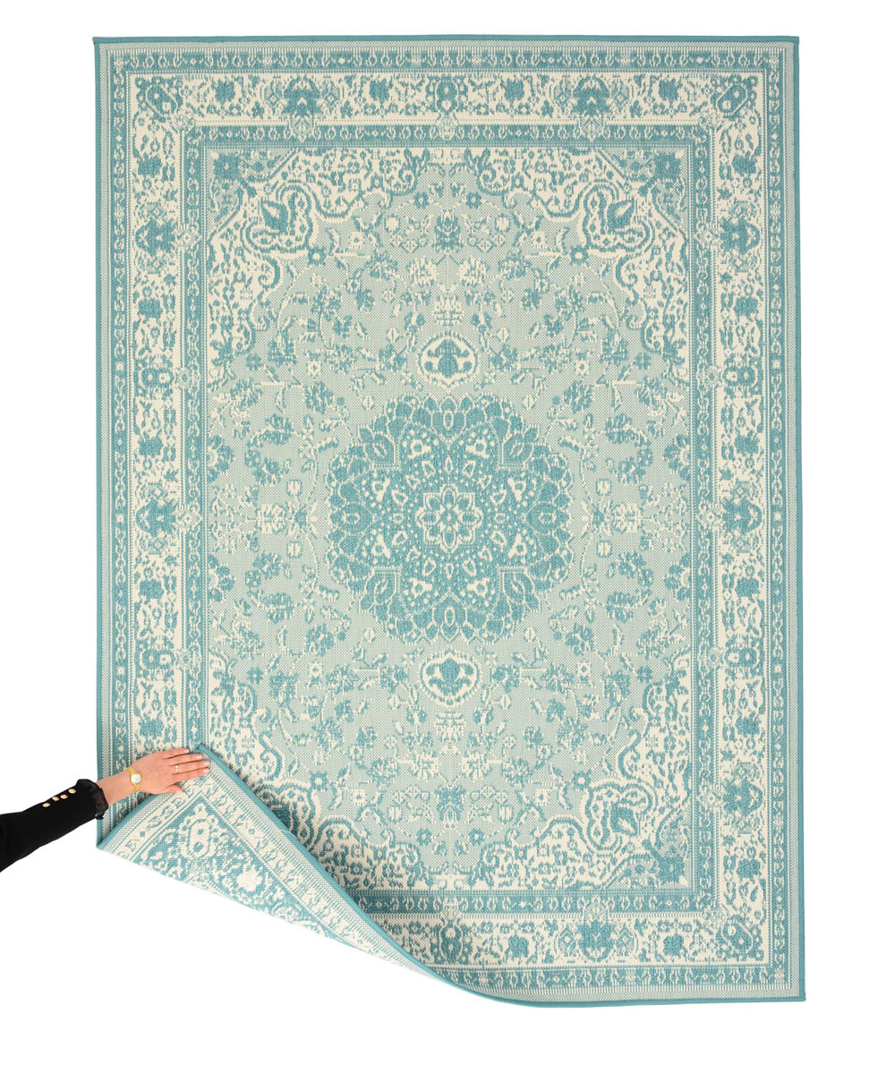 Dywan zewnętrzny vintage - Flip Agnes turkusowy - overzicht Dywan zewnętrzny vintage - Flip Agnes turkusowy - overzicht