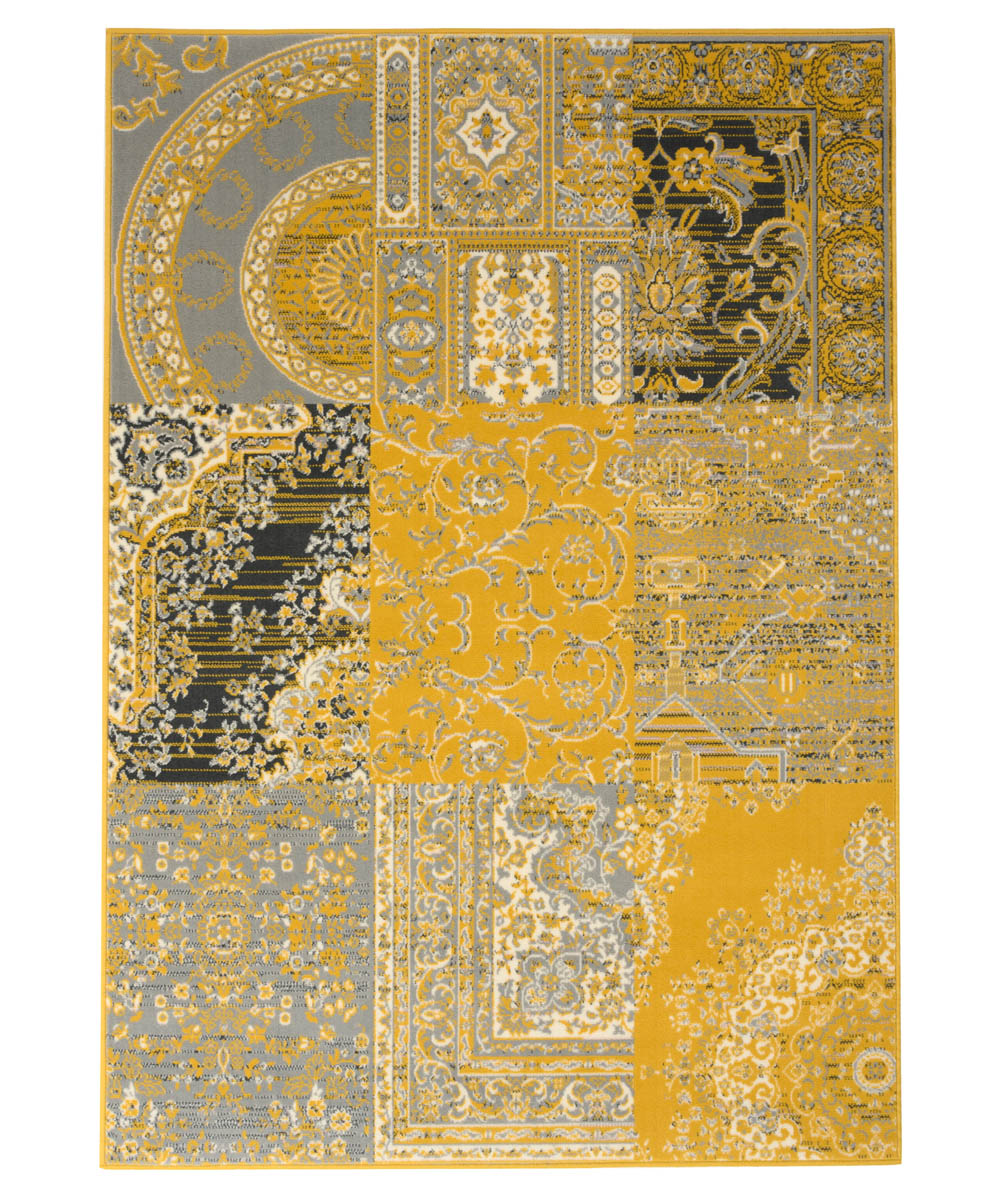Dywan patchworkowy - Ease Agatha musztardowy - overzicht Dywan patchworkowy - Ease Agatha musztardowy - overzicht