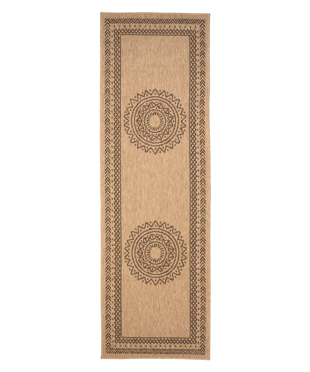 Dywan balkonowy jutowy - Boho Mandala beżowy/czarny - overzicht Dywan balkonowy jutowy - Boho Mandala beżowy/czarny - overzicht
